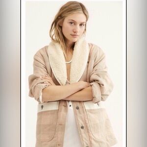 We The Free By Free People Woodlands Plaid Sherpa Jacket Beige